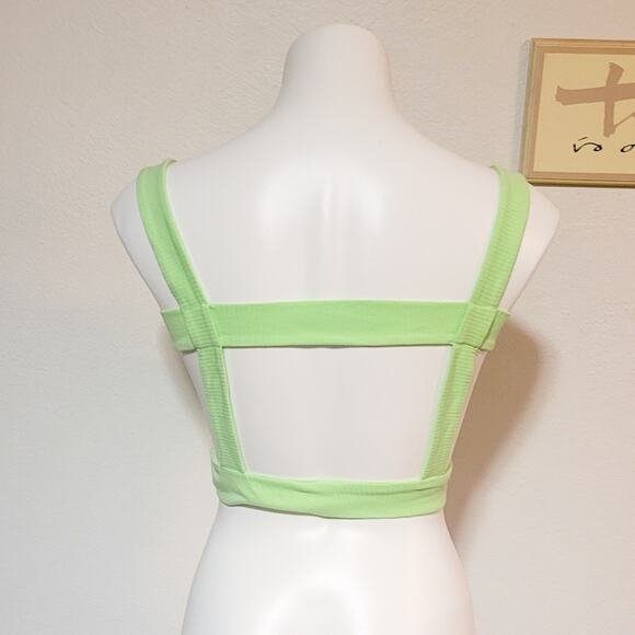 Urban Outfitters New lime Izzy square neck open back ribbed crop tank size S - Picture 5 of 13